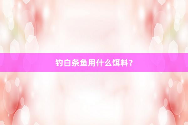钓白条鱼用什么饵料？